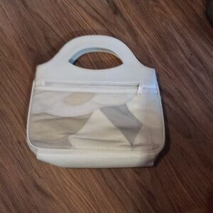 Vintage Beige Leather Patch Purse